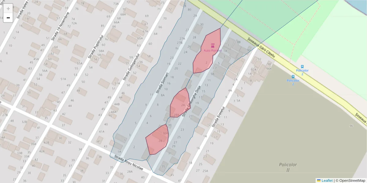 Hartă a codului poștal  și a codurilor poștale învecinate