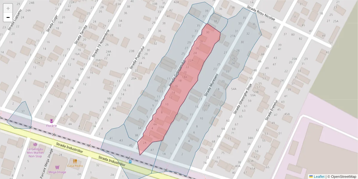 Hartă a codului poștal  și a codurilor poștale învecinate