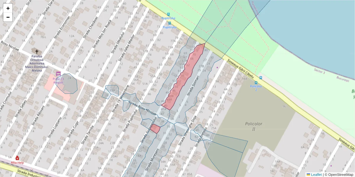 Hartă a codului poștal  și a codurilor poștale învecinate