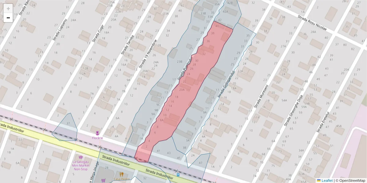 Hartă a codului poștal  și a codurilor poștale învecinate