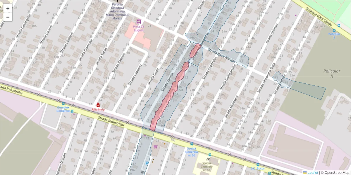 Hartă a codului poștal  și a codurilor poștale învecinate