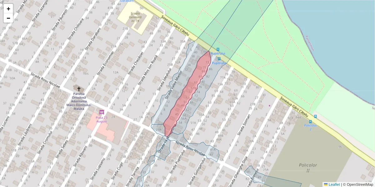 Hartă a codului poștal  și a codurilor poștale învecinate