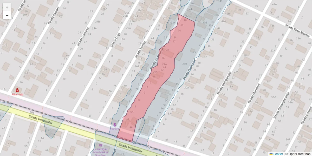Hartă a codului poștal  și a codurilor poștale învecinate