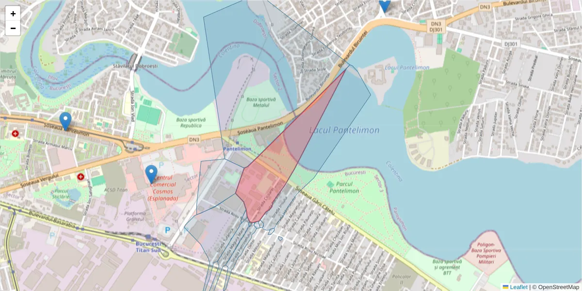 Hartă a codului poștal  și a codurilor poștale învecinate