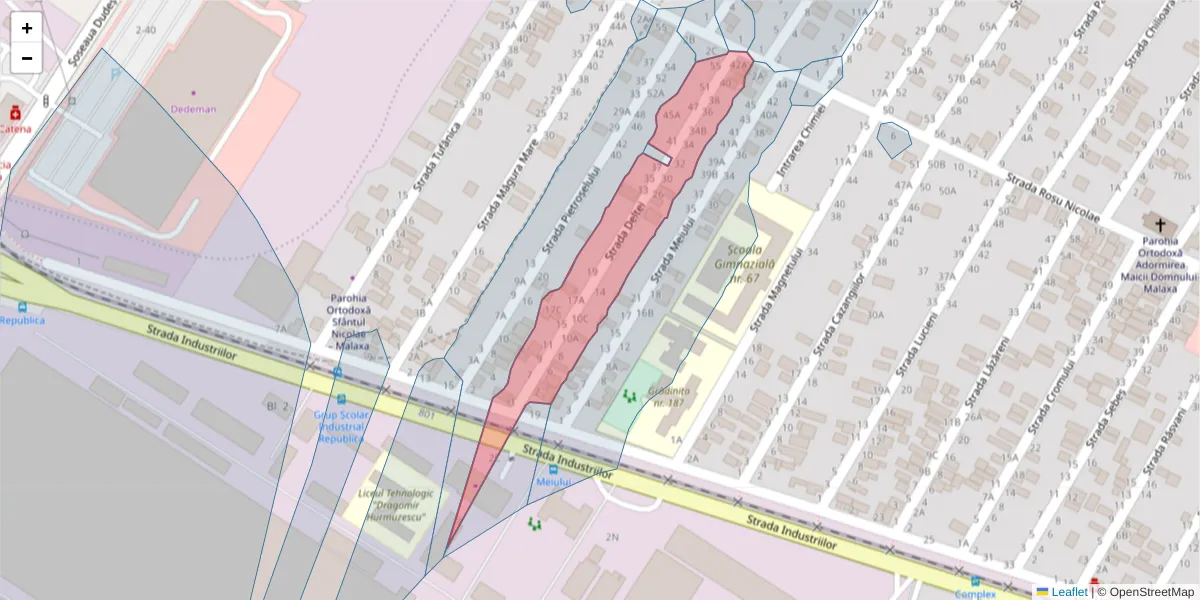Hartă a codului poștal  și a codurilor poștale învecinate
