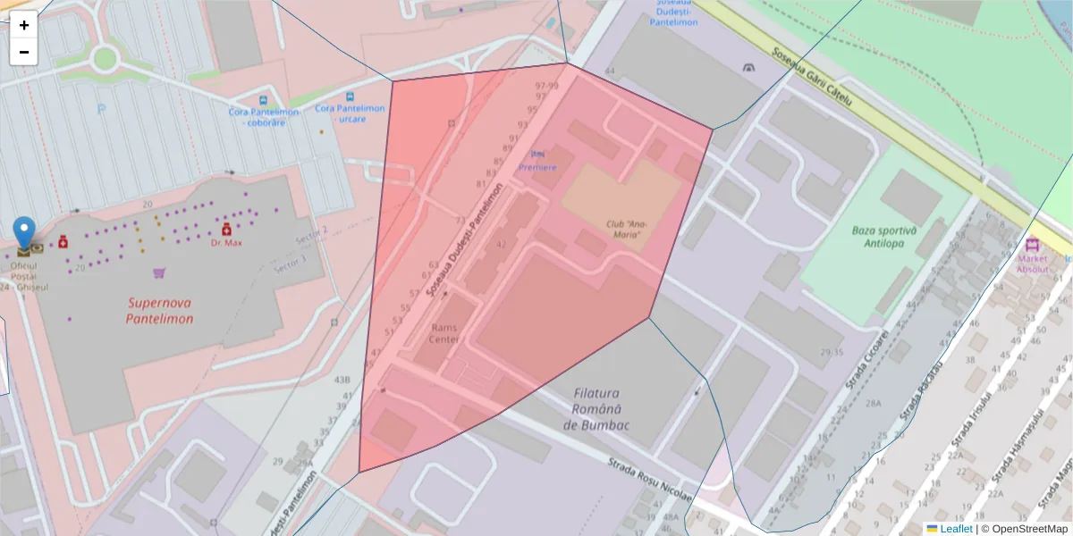 Hartă a codului poștal  și a codurilor poștale învecinate