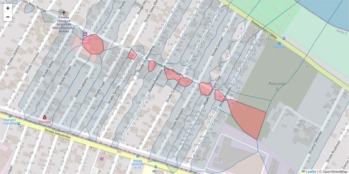 Hartă a codului poștal  și a codurilor poștale învecinate