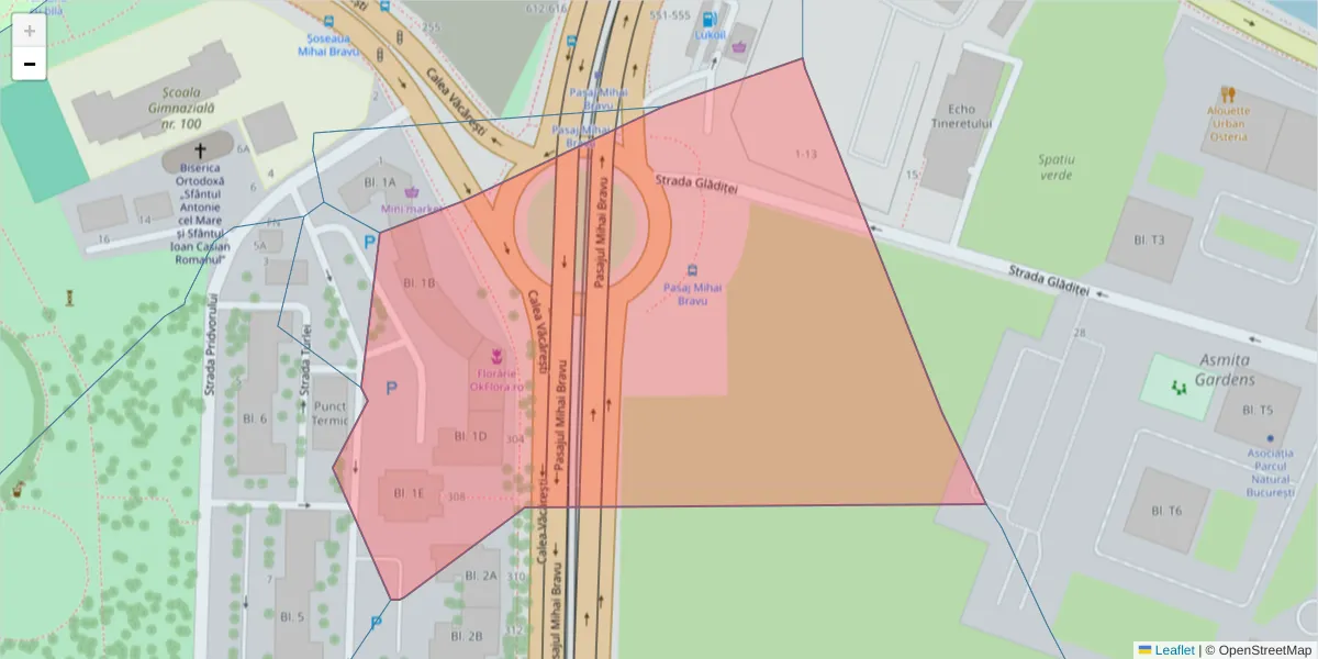 Hartă a codului poștal  și a codurilor poștale învecinate