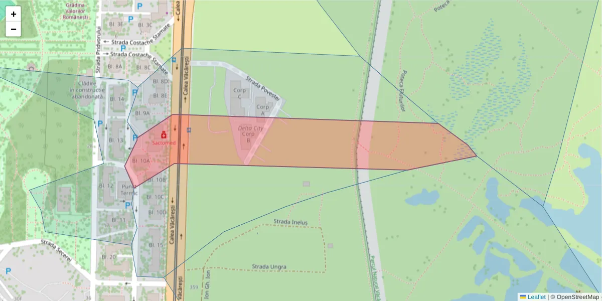 Hartă a codului poștal  și a codurilor poștale învecinate