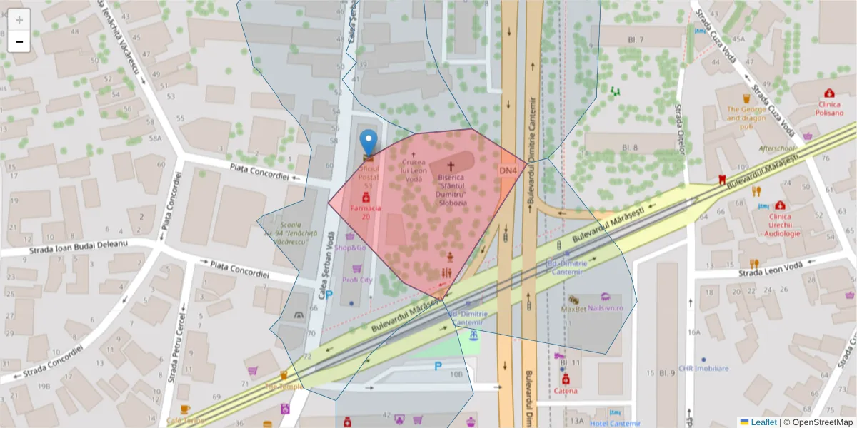 Hartă a codului poștal  și a codurilor poștale învecinate