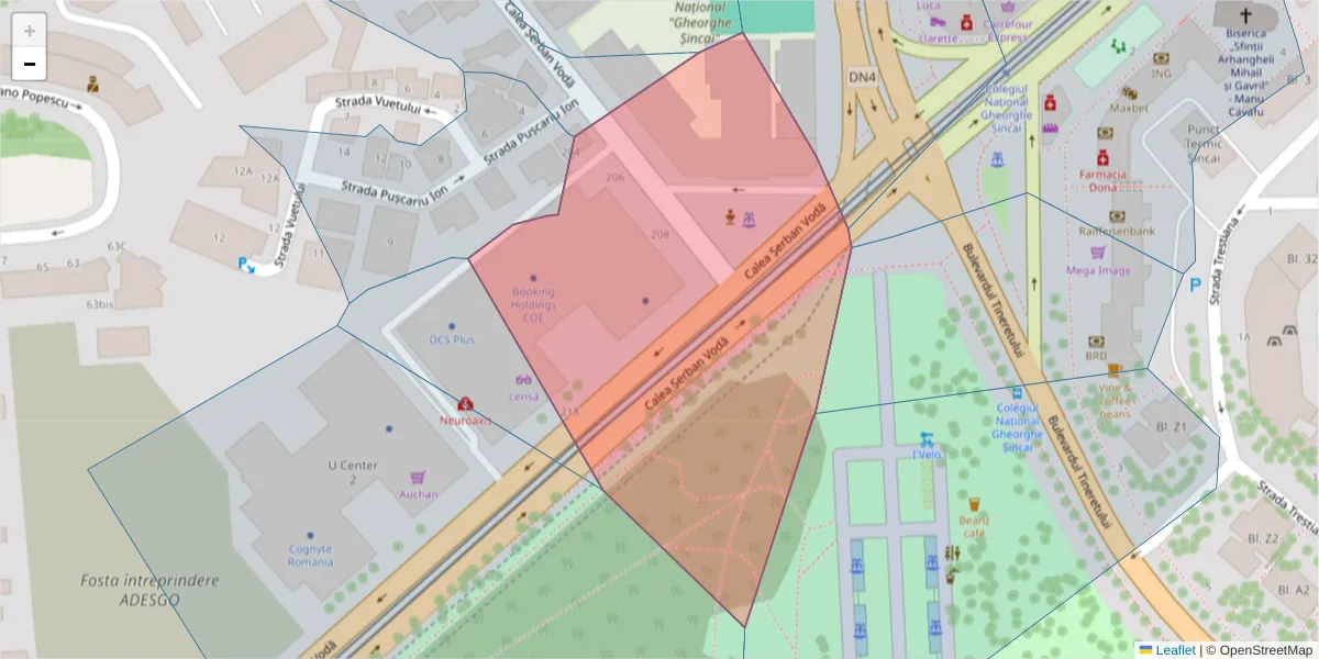 Hartă a codului poștal  și a codurilor poștale învecinate