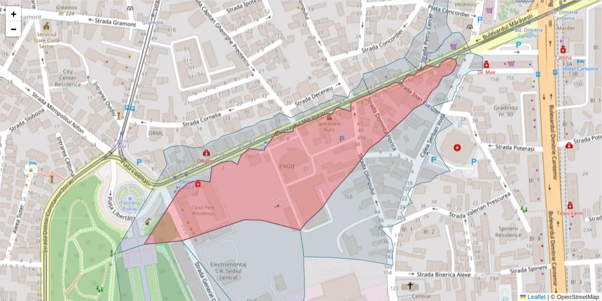 Hartă a codului poștal  și a codurilor poștale învecinate