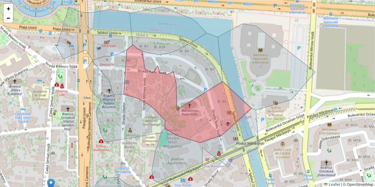 Hartă a codului poștal  și a codurilor poștale învecinate