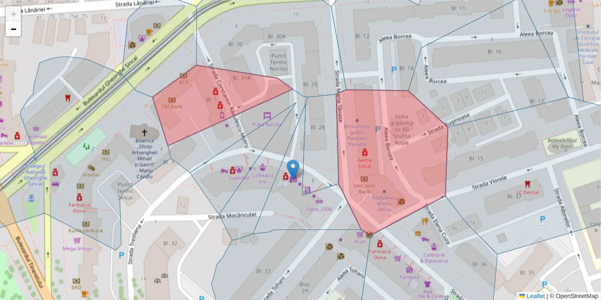 Hartă a codului poștal  și a codurilor poștale învecinate