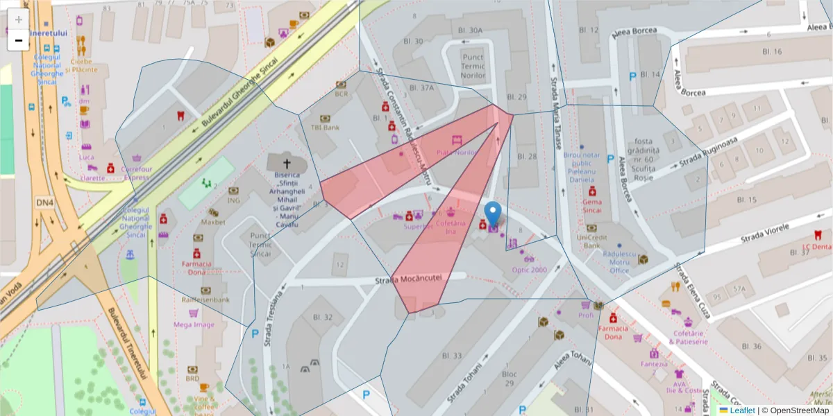 Hartă a codului poștal  și a codurilor poștale învecinate