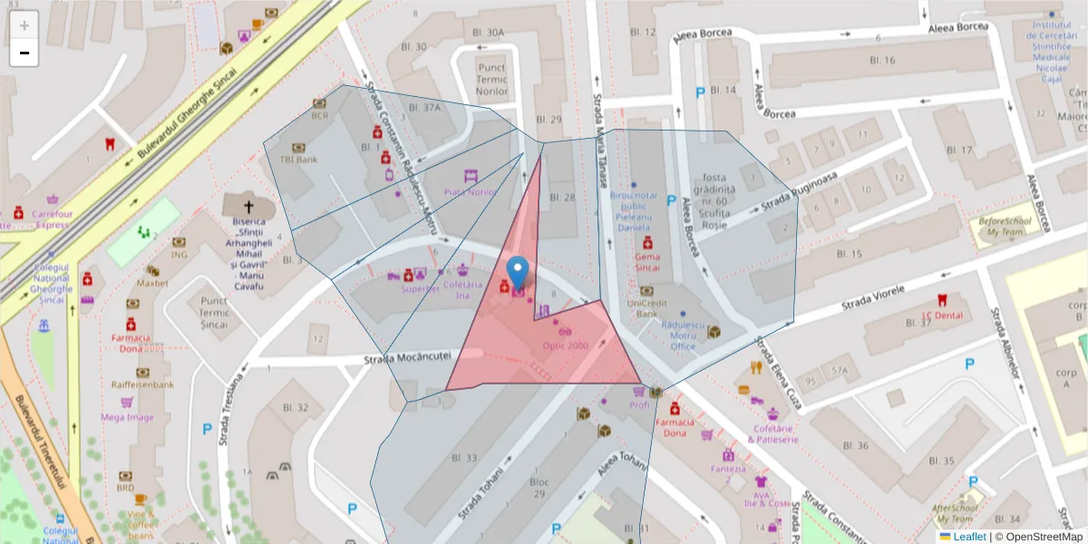 Hartă a codului poștal  și a codurilor poștale învecinate