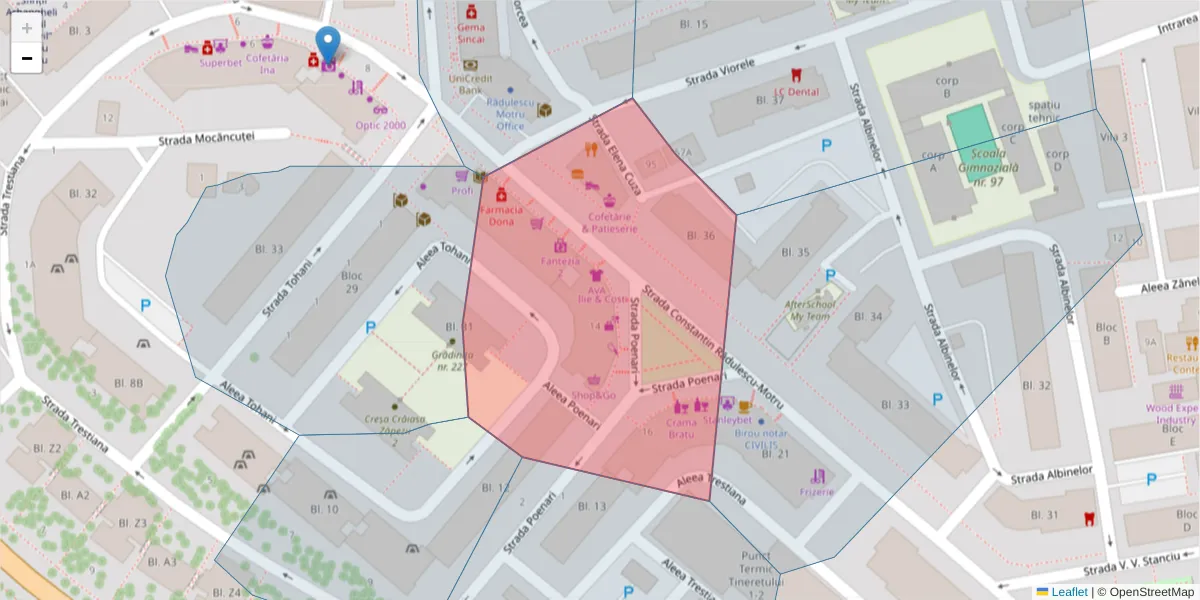 Hartă a codului poștal  și a codurilor poștale învecinate