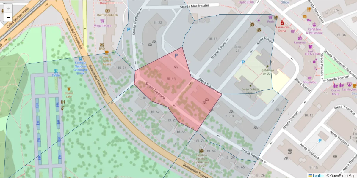 Hartă a codului poștal  și a codurilor poștale învecinate