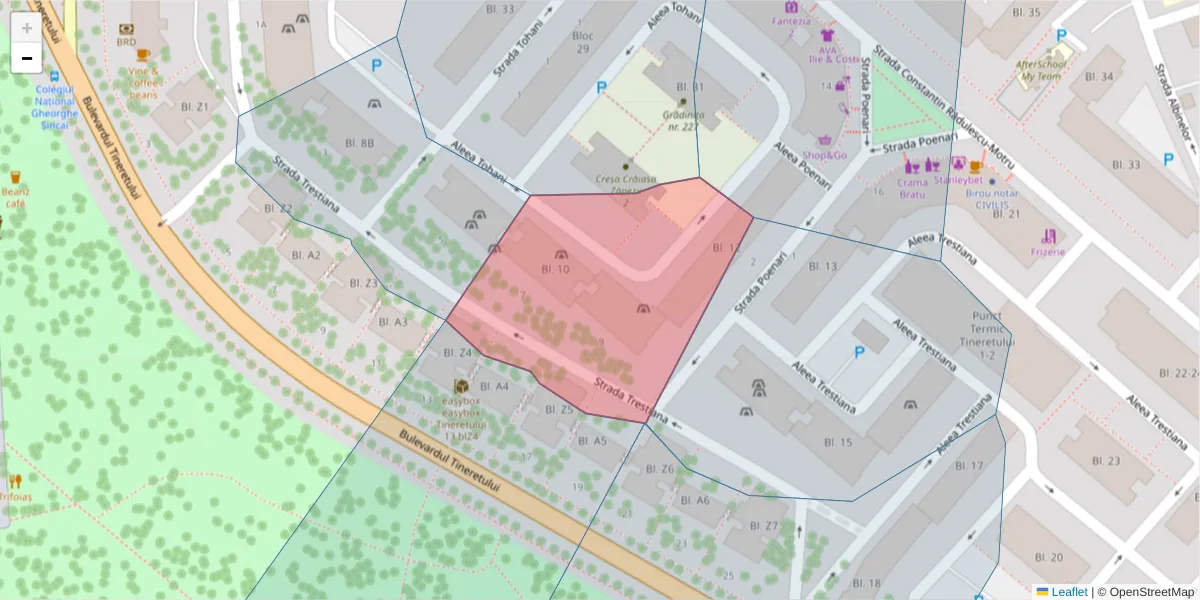 Hartă a codului poștal  și a codurilor poștale învecinate