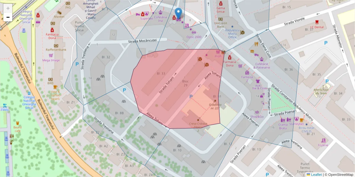 Hartă a codului poștal  și a codurilor poștale învecinate