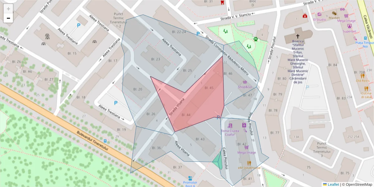 Hartă a codului poștal  și a codurilor poștale învecinate