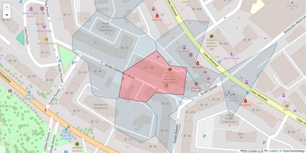 Hartă a codului poștal  și a codurilor poștale învecinate