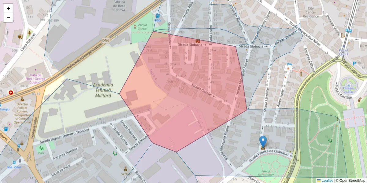 Hartă a codului poștal  și a codurilor poștale învecinate