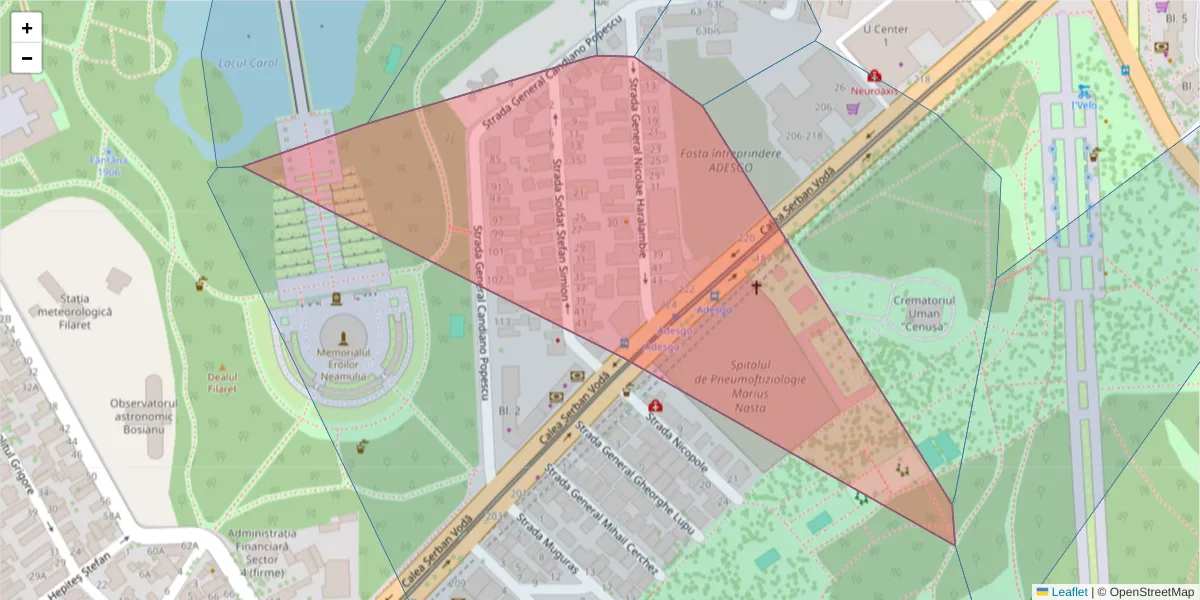 Hartă a codului poștal  și a codurilor poștale învecinate