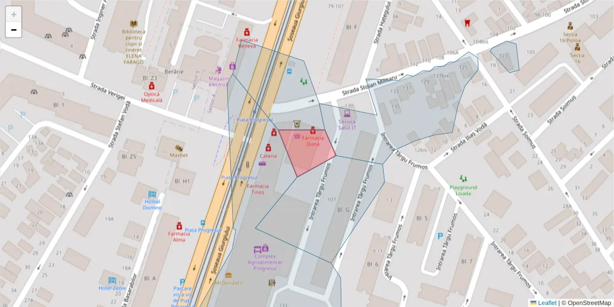 Hartă a codului poștal  și a codurilor poștale învecinate