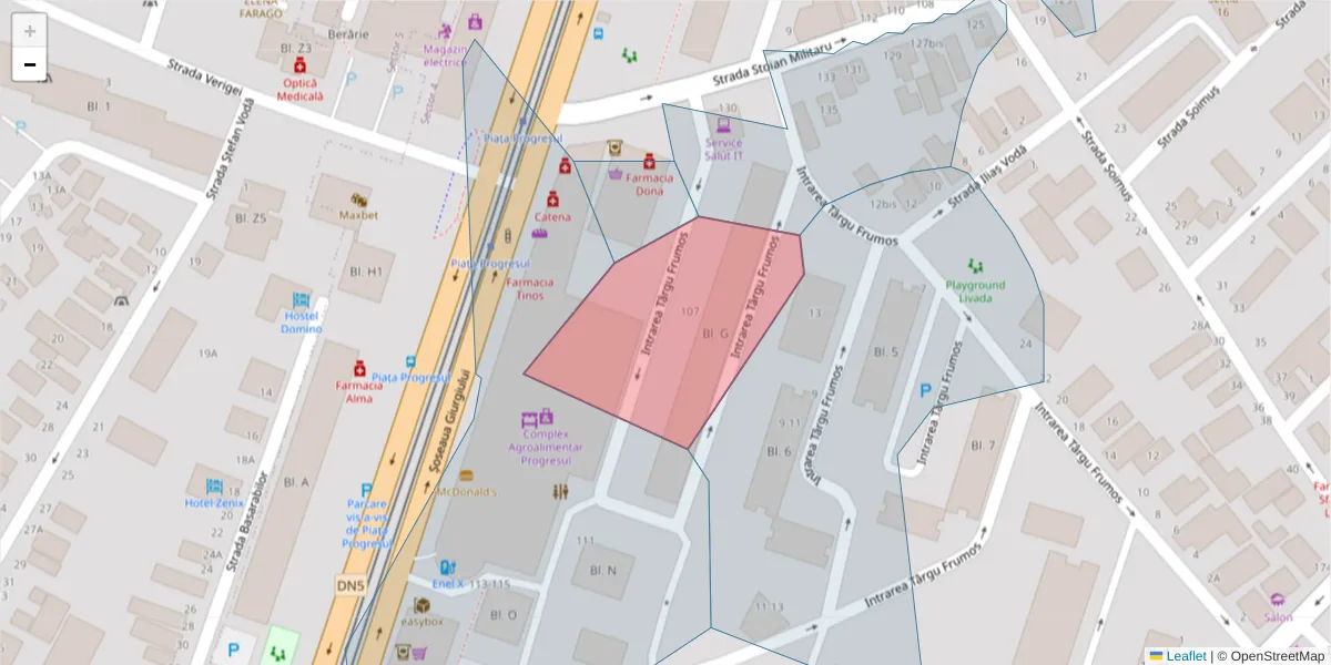 Hartă a codului poștal  și a codurilor poștale învecinate