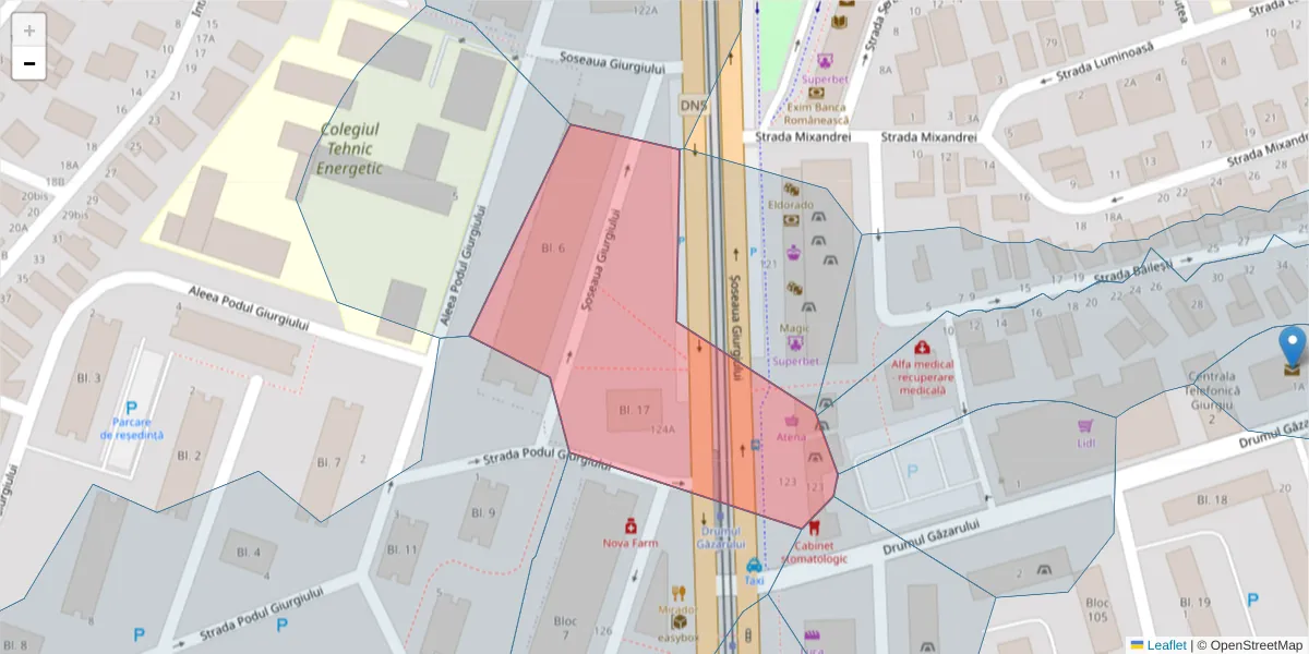 Hartă a codului poștal  și a codurilor poștale învecinate