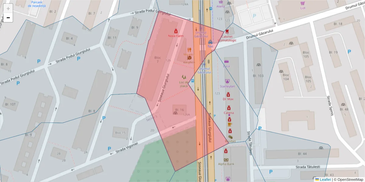 Hartă a codului poștal  și a codurilor poștale învecinate