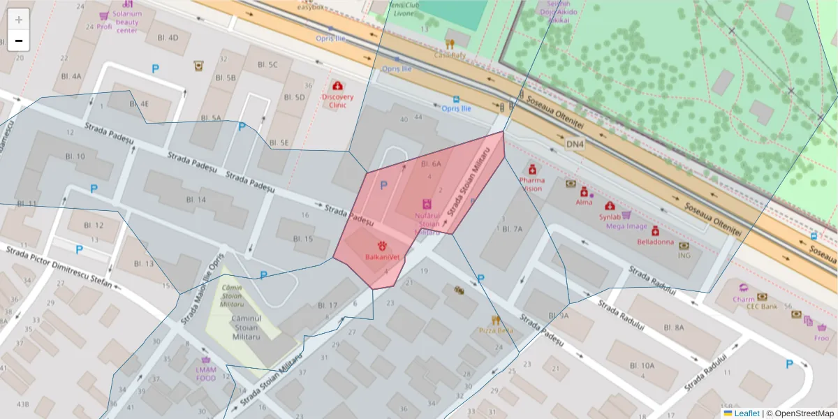 Hartă a codului poștal  și a codurilor poștale învecinate