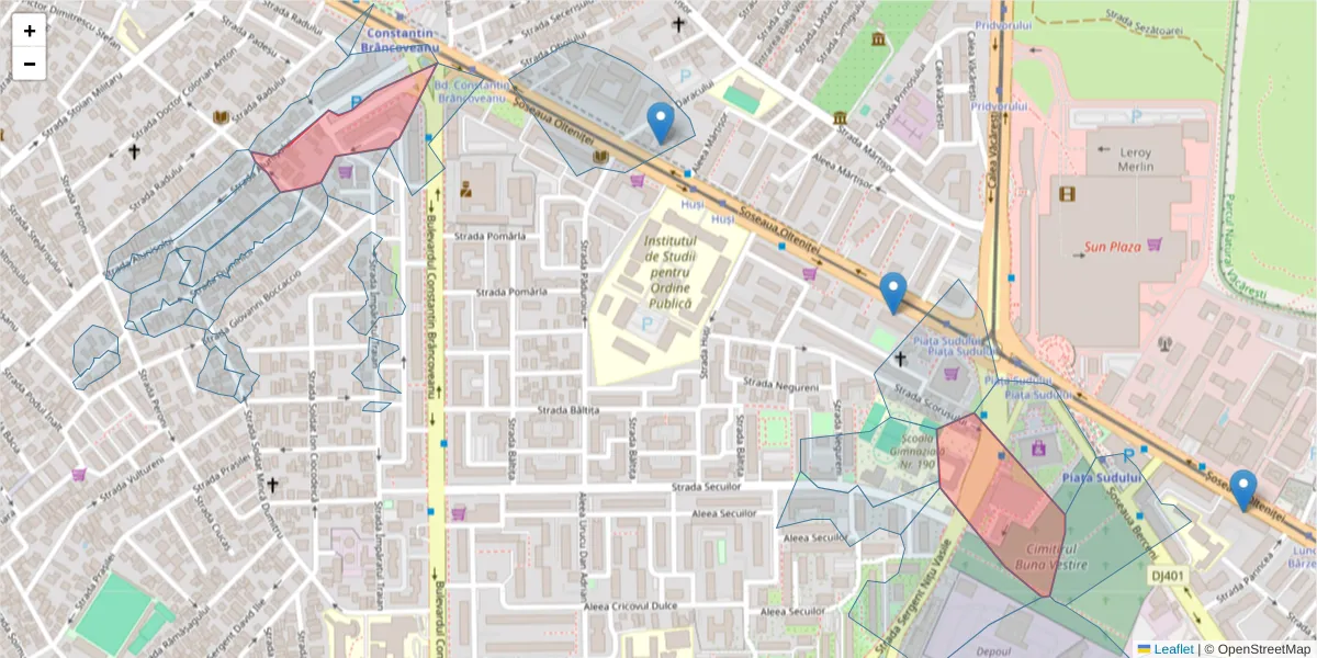 Hartă a codului poștal  și a codurilor poștale învecinate