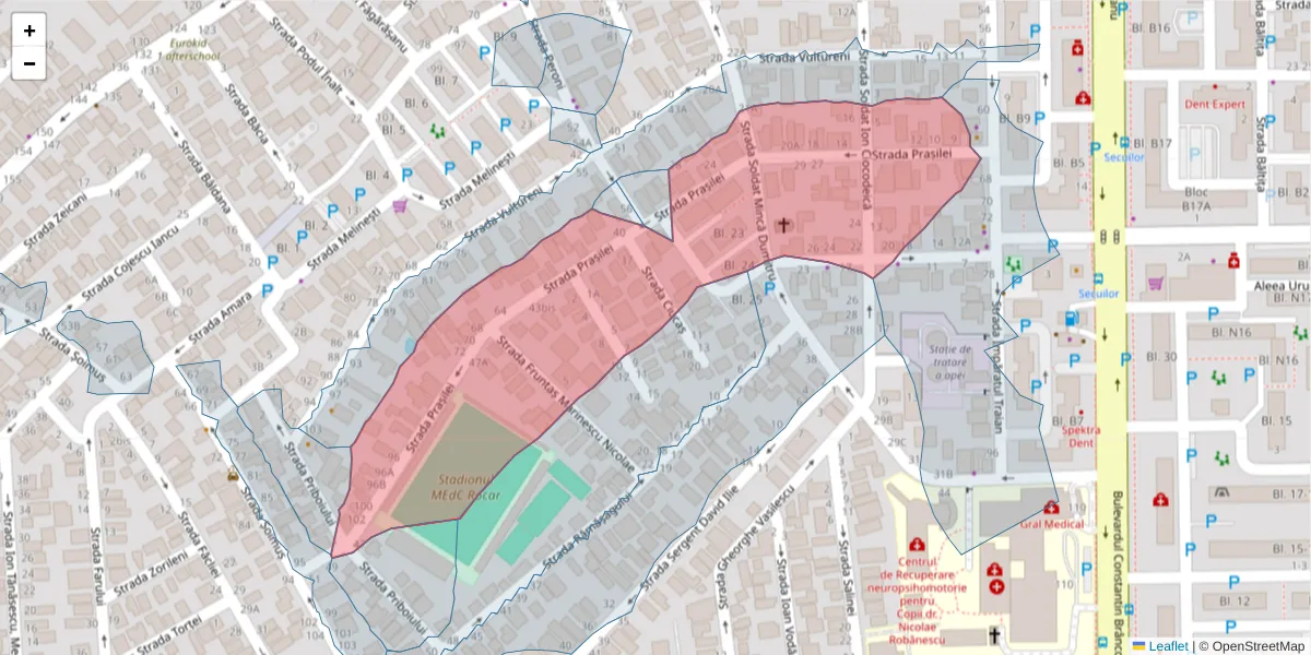 Hartă a codului poștal  și a codurilor poștale învecinate