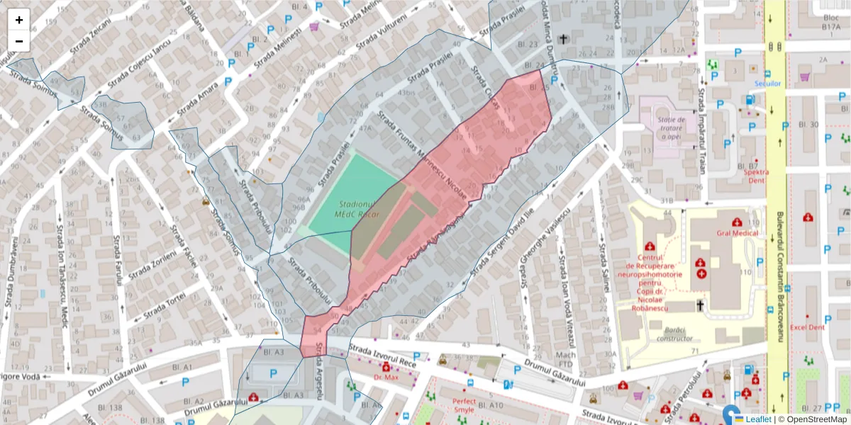 Hartă a codului poștal  și a codurilor poștale învecinate