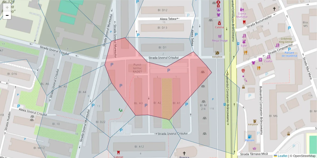 Hartă a codului poștal  și a codurilor poștale învecinate