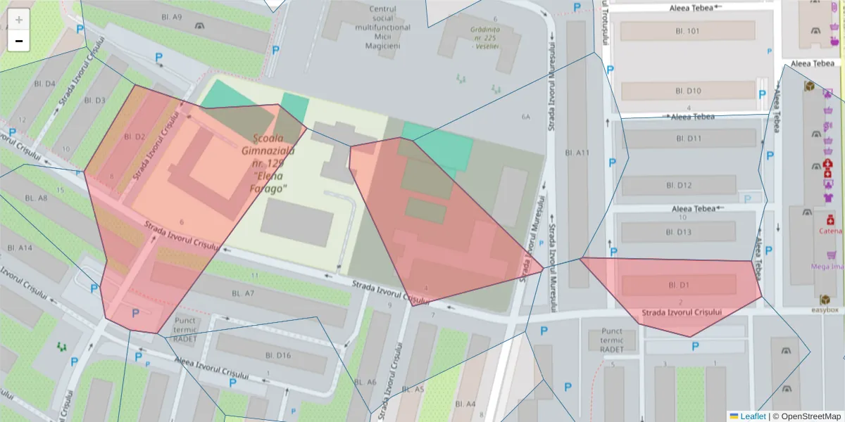 Hartă a codului poștal  și a codurilor poștale învecinate