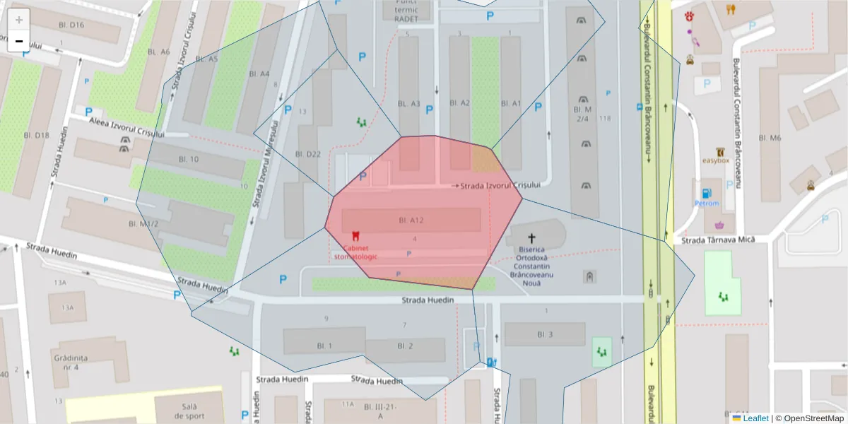 Hartă a codului poștal  și a codurilor poștale învecinate