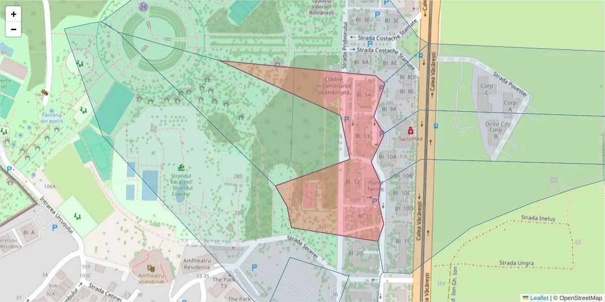 Hartă a codului poștal  și a codurilor poștale învecinate