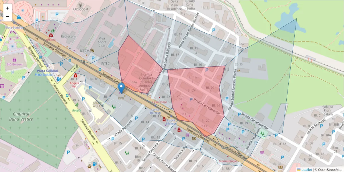 Hartă a codului poștal  și a codurilor poștale învecinate