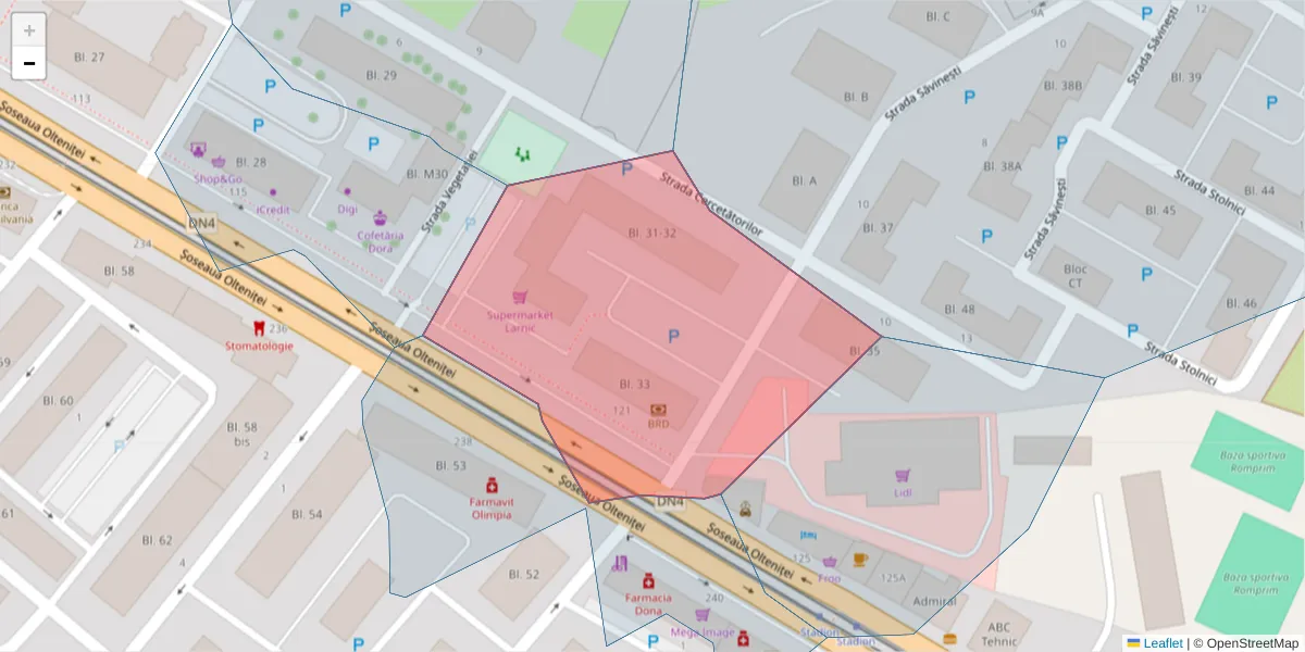 Hartă a codului poștal  și a codurilor poștale învecinate