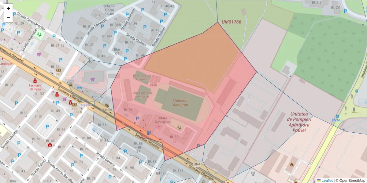 Hartă a codului poștal  și a codurilor poștale învecinate