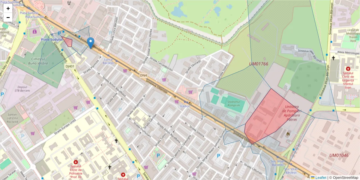 Hartă a codului poștal  și a codurilor poștale învecinate