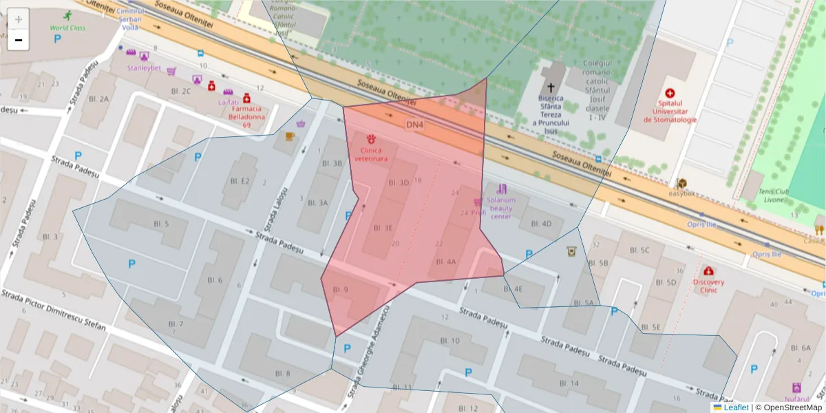 Hartă a codului poștal  și a codurilor poștale învecinate