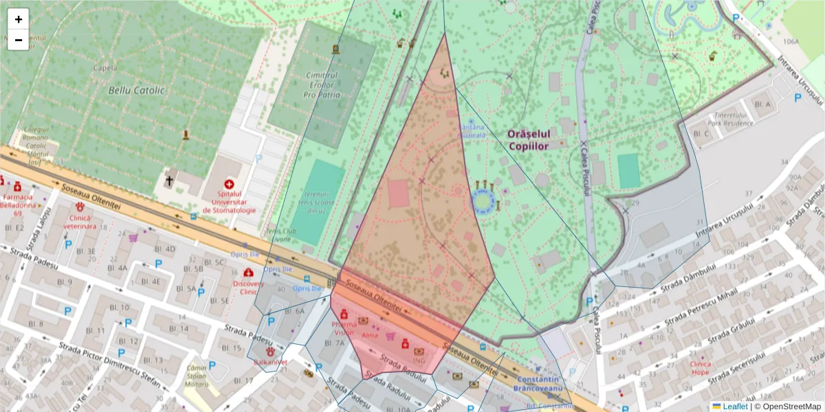 Hartă a codului poștal  și a codurilor poștale învecinate