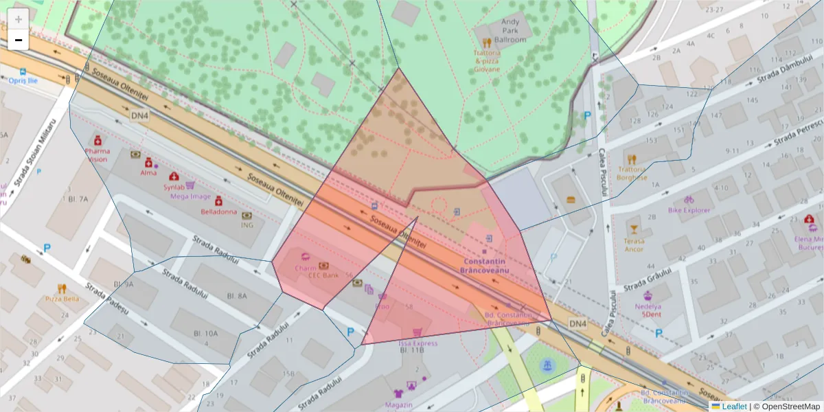 Hartă a codului poștal  și a codurilor poștale învecinate