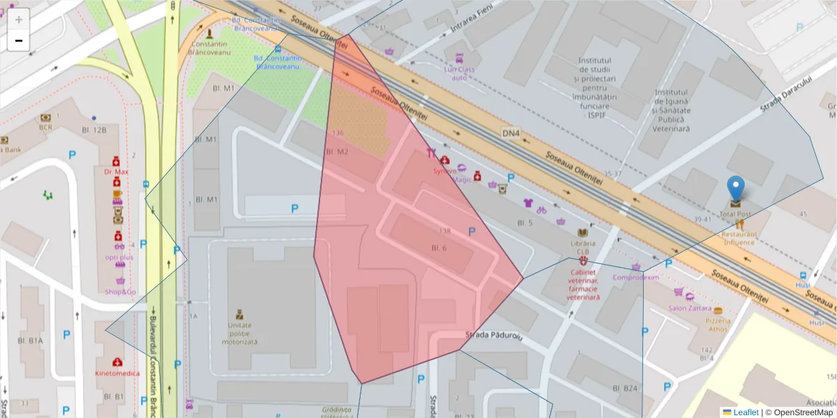 Hartă a codului poștal  și a codurilor poștale învecinate
