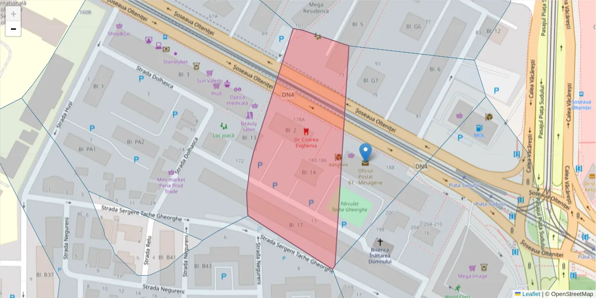 Hartă a codului poștal  și a codurilor poștale învecinate