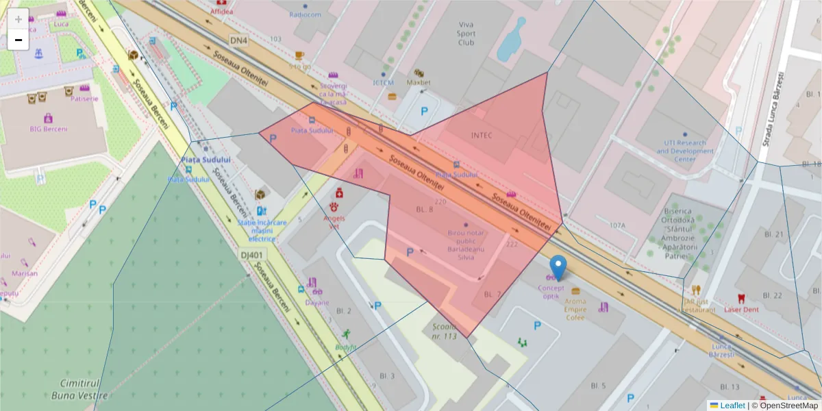 Hartă a codului poștal  și a codurilor poștale învecinate